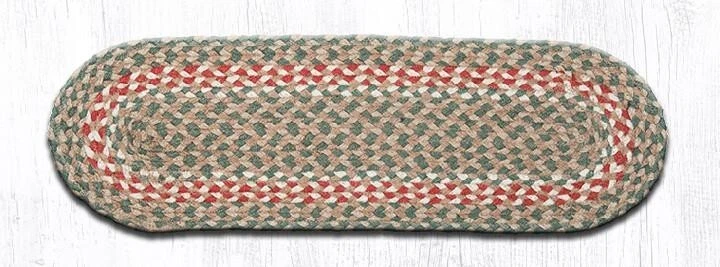 Alfombras trenzadas verde borgoña escalera pisada por tierra Foto 1 de 1