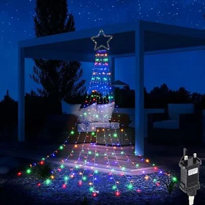 320 Led Christmas Xmas Hanging Star Waterfall Fairy String Lights Decor Multi - Picture 1 of 7