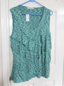 MAURICES TOP SMANICATO A STRATI NUOVO/ETICHETTE TEAL/NERO TAGLIA MAURICES 2 - Foto 1 di 6
