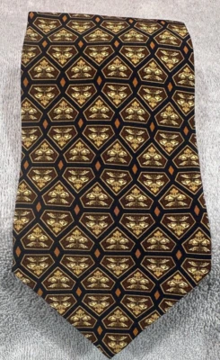 Gravata de pescoço Valentino Cravatte designer - Dourada e azul feita na Itália gravata 100% seda - Imagem 1 de 4