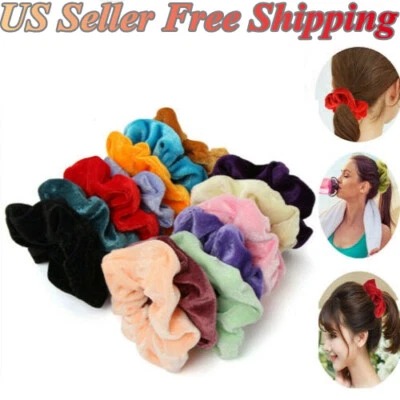 Lote de faixas elásticas de veludo para cabelo feminino feminino laços de cabelo crocantes EUA - Imagem 1 de 4