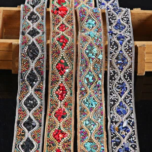 19.7inch Long Rhinestone Ribbon Trim for DIY Fashion Clothing, Shoes Bag Costume - Picture 1 of 13