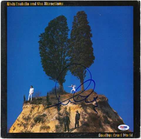 Elvis Costello Autographed Goodbye Cruel World Album PSA Cover