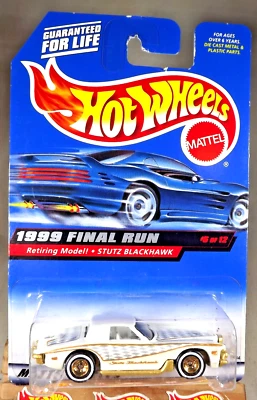 1999 Hot Wheels Final Run 6/12 STUTZ BLACKHAWK White RealRidersDDSp removedfromB - Image 1 of 4