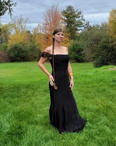 vintage black mermaid gunne sax dress Size 9 Morticia - Picture 1 of 24