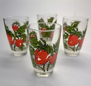 Vintage Libbey Strawberry Glasses Set Of 4 4.5 Inch - Picture 1 of 7