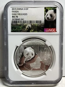 Newly Graded 2015 China 1oz Silver Panda NGC MS70 Early Releases Coin Last Panda - Picture 1 of 2