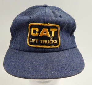 Vintage Cat Lift Trucks Hat Snapback Cap Denim Patch Caterpillar 80's - Picture 1 of 8