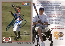 Sean Henry Signed 2010 DAV Minor/Independent/Summer Leagues #43 Card Auto AU
