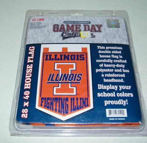 Illinois Fighting Illini 2 Sided Premium House Flag Banner 28" x 40" Jenkin NEW Cover