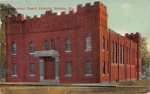 J26/ Nevada Missouri Postkarte um 1910 Nationalgarde Waffenkammer Gebäude 107 - Bild 1 von 4