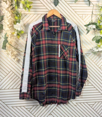 ELWOOD Men's Plaid Long Sleeve Button Down White Stripe Side Size Small - Image 1 of 4