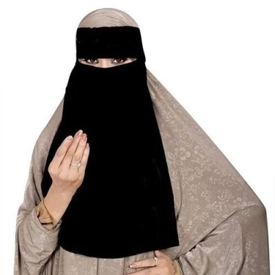 Single Layer Hijab  Burka Niqab Face Veil Niqab Black Colour Chiffon Material - image 1 of 4