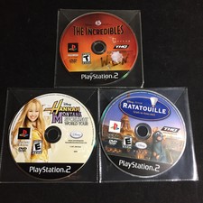 3 Game PS2 PlayStation 2 Lot- Ratatouille, The Incredibles, Hannah Montana