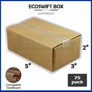 75 5x3x2 EcoSwift Cardboard Packing Moving Shipping Boxes Corrugated Box Cartons - Picture 1 of 6