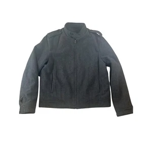 Cappotto giacca bomber Banana Republic uomo misto lana zip intera taglia L grigio nero - Foto 1 di 7