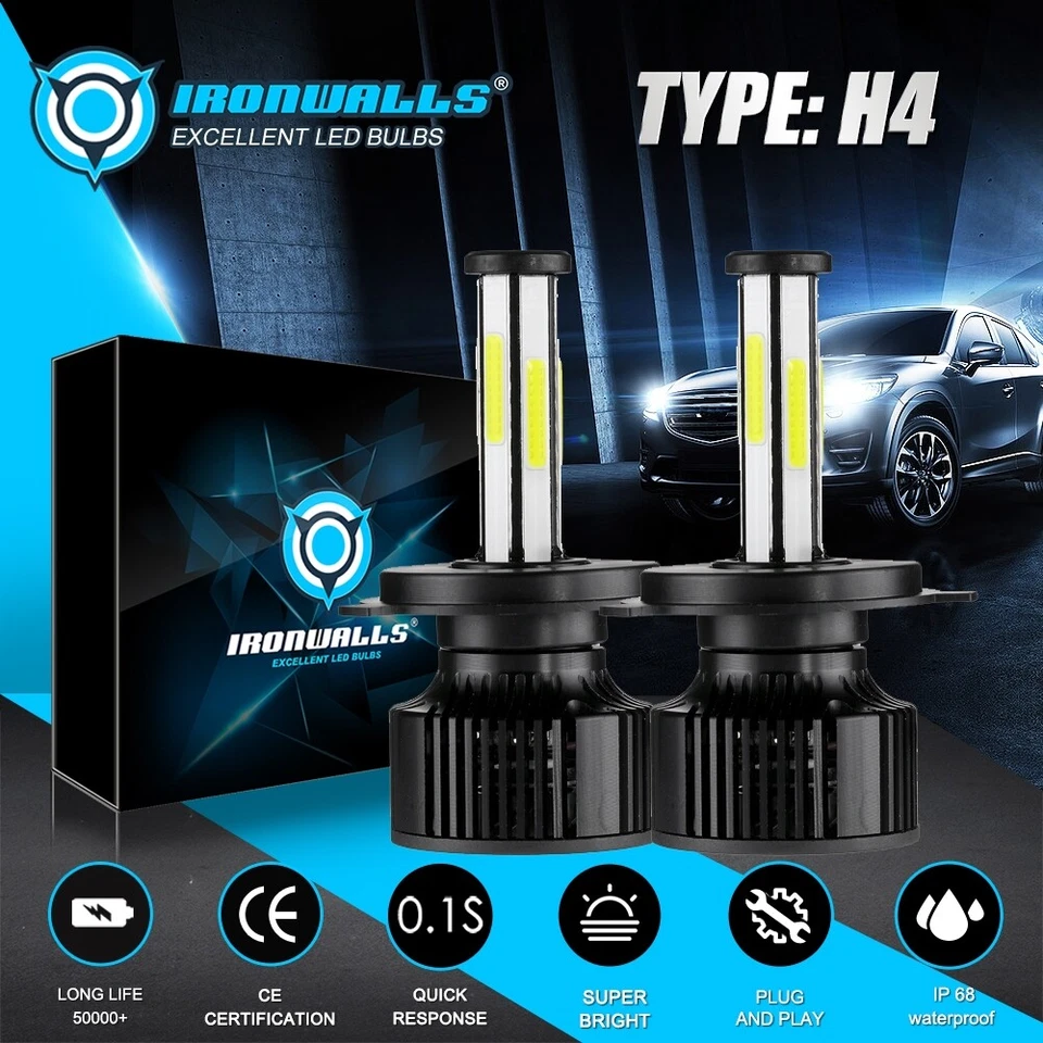 6-Sides H4 LED Headlight Bulbs Conversion Hi/Lo Beam For Toyota HiAce 1980-2024 - image 1 of 4