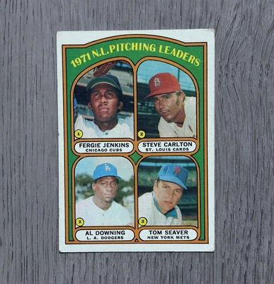 1972 Topps Pitching Leaders | F. Jenkins, S. Carlton, A. Downing, T. Seaver #93 - Imagem 1 de 4
