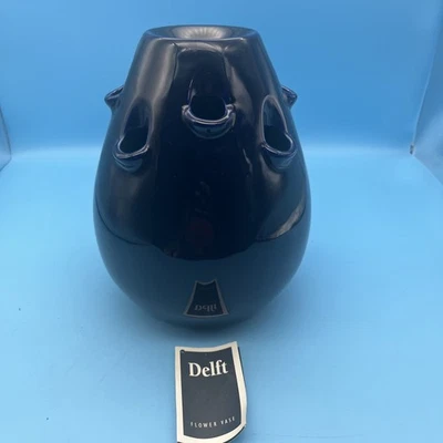 Delft Frog Flower Vase 9 Holes Cobalt Blue 1998 Ceramic Netherlands - Image 1 of 4