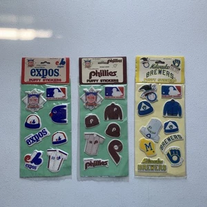 Lote de pegatinas hinchadas de juguete imperial PHILLIES Expos BREWERS pegatinas vintage años 80 MLB - Imagen 1 de 20
