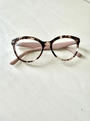 Prada Eyeglasses Frames Only, VPR 11R ROJ-1O1, 52-17-140, Pink/Brown, Italy - Image 1 of 4