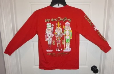 Camiseta de Natal Simply Southern vermelha manga longa tamanho pequeno - Imagem 1 de 2