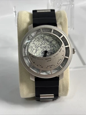 Planisphere Men Star Map Constellation Rubber 43mm Quartz Watch 8 1/2" With Box - Image 1 of 4