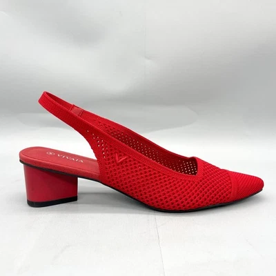 VIVAIA Mujer 41 10 Leah Pro Sandalias Zapatos Rojo Tejido Tacón Cordones Punta Punta Foto 1 de 4