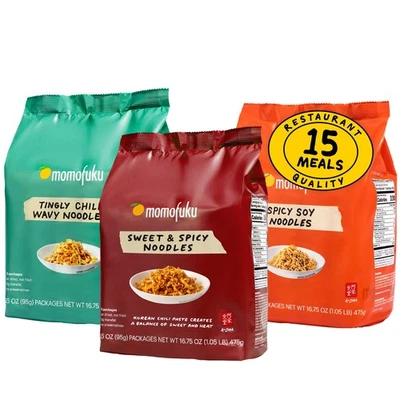 Macarrão Ramen Spicy Variety Pack por David Chang, 15 unidades de vegano seco ao ar 3 peças - Imagem 1 de 4