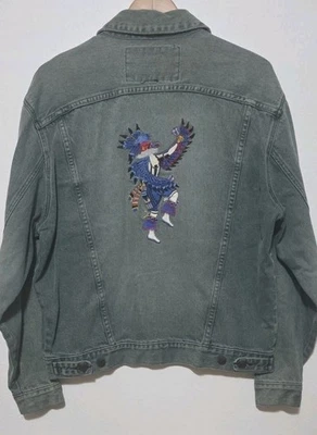 Jaqueta jeans vintage GUESS masculina GG verde caminhoneiro Georges Marciano feita nos EUA anos 90 - Imagem 1 de 4