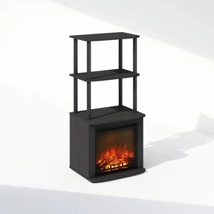 Furinno Turn-N-Tube 2-Tier Tall Side Table Display Rack with No Americano/Black - Picture 1 of 6