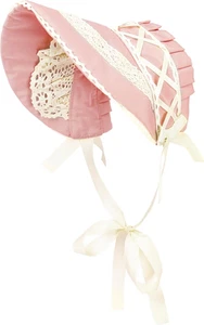 FURPHI Victorian Bonnet Colonial Pioneer Hat with Lace Tea Party Costume Sun ... - Picture 1 of 16