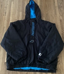 Vintage NFL Carolina Panthers STARTER Jacket Black Puffer 90s Coat Logo Size XXL - Bild 1 von 11