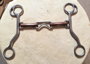 TRAMMELL WESTERN BIT 3 PIECE COPPER 6" MOUTH ENGRAVED X'S ON 6" CHEEKS - Photo 1/5