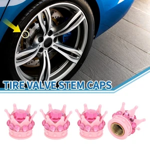 Car Tire Valve Stem Caps Wheel Valve Cap Pink Rose Red for Car SUV Bike RV 4pcs - Picture 1 of 7