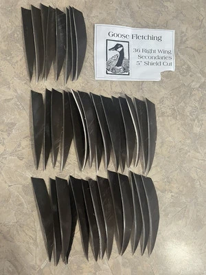 36 Count 5 Inch Shield Right Wing Goose Feather Fletching - Image 1 of 2