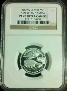 2009 silver Territories Perfect American Samoa quarter NGC PF 70 UCAM - Picture 1 of 2