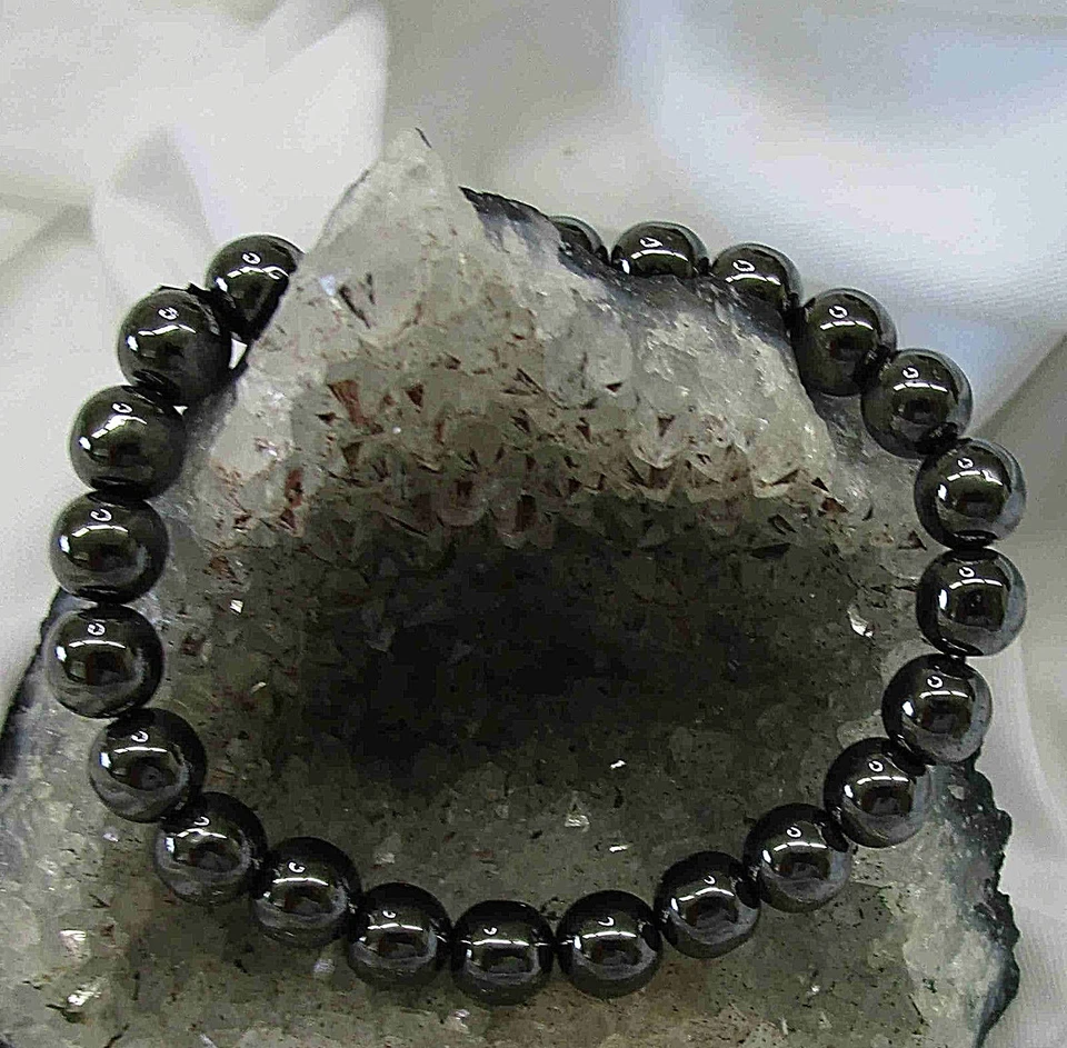 HÄMATIT  Edelstein-Armband    KUGELARMBAND  8mm ca. 19,2cm Nr.10 - Bild 1 von 1