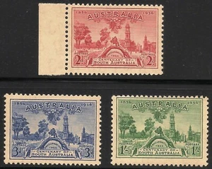 Australia #159-161 FVF MNH 1936 3p Proclamation Tree and View of Adelaide - Picture 1 of 1