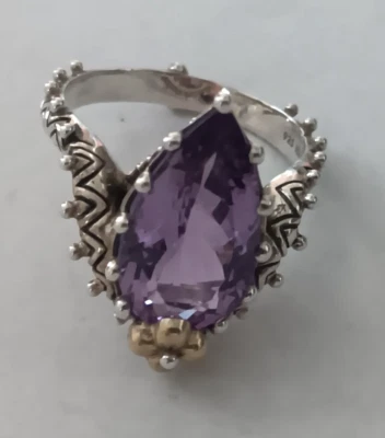 Anillo Barbara Bixby Oro Esterlina/18K Amatista Piedras Preciosas Talla 10 Foto 1 de 4