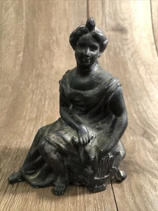 Vintage Cast Metal Renaissance Woman Statue Figure Clock Topper Decoration - Picture 1 of 11
