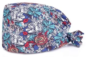Adjustable Working Caps with Sweatband Cute Printed Scrub Cap for Women/Men - Picture 1 of 5