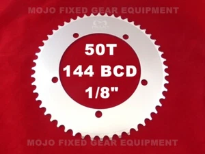 Plato de engranaje fijo MOJO 50T - 144 BCD Track Fixie velocidad única 1/8" - PLATEADO - Imagen 1 de 4
