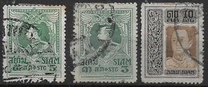 THAILAND Siam SC#167,188,191, King Vajiravudh 1916,1921-22 USED VF - Picture 1 of 1
