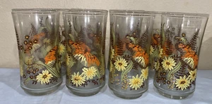 Set of 8 Vintage Libbey Monarch Orange Butterfly Wheat Grass (toteMMM) - Picture 1 of 7