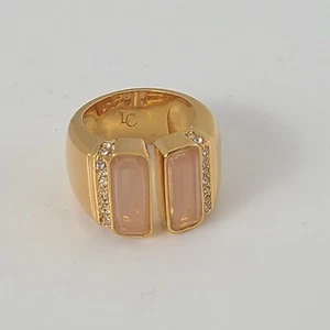 Louise et Cie Ring Gold Tone Rectangle Size 7 with side stones - Picture 1 of 7