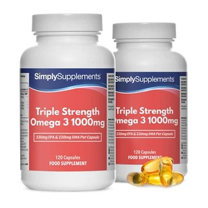 Omega 3 1000mg Triple Acción EPA y DHA - 240 Cápsulas - Suplemento de calidad - Foto 1 di 3