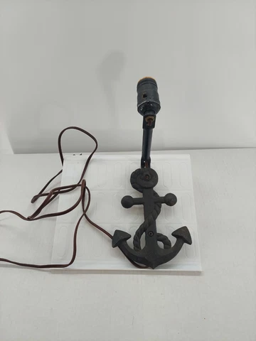 Vintage MCM wrought iron Sconce Lamp Anchor Rope Nautical Light Fixture black Cover