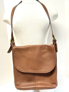 Vintage COACH Whitney British Tan Leather Handbag Purse Crossbody Flap 4115 Read - Picture 1 of 20