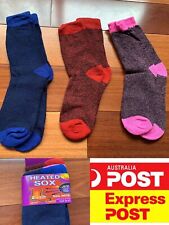 3 Pairs Ladies Heated Sox Thermal Socks Bundle Special, Blue Red Pink, AU Stock